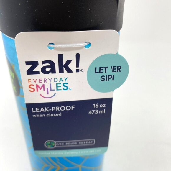 Zak Designs 16 Fl Oz Glow in the Dark Spider-Man Polypropylene Straw Bottle Blue - Picture 7 of 8